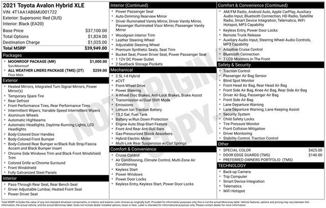 2021 Toyota Avalon Hybrid XLE Plus Raleigh NC