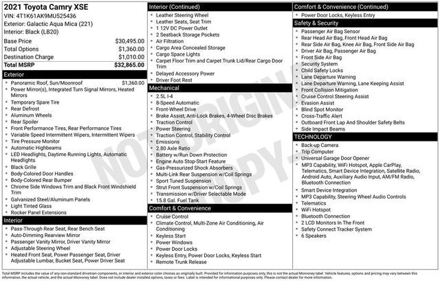 2021 Toyota Camry XSE Raleigh NC