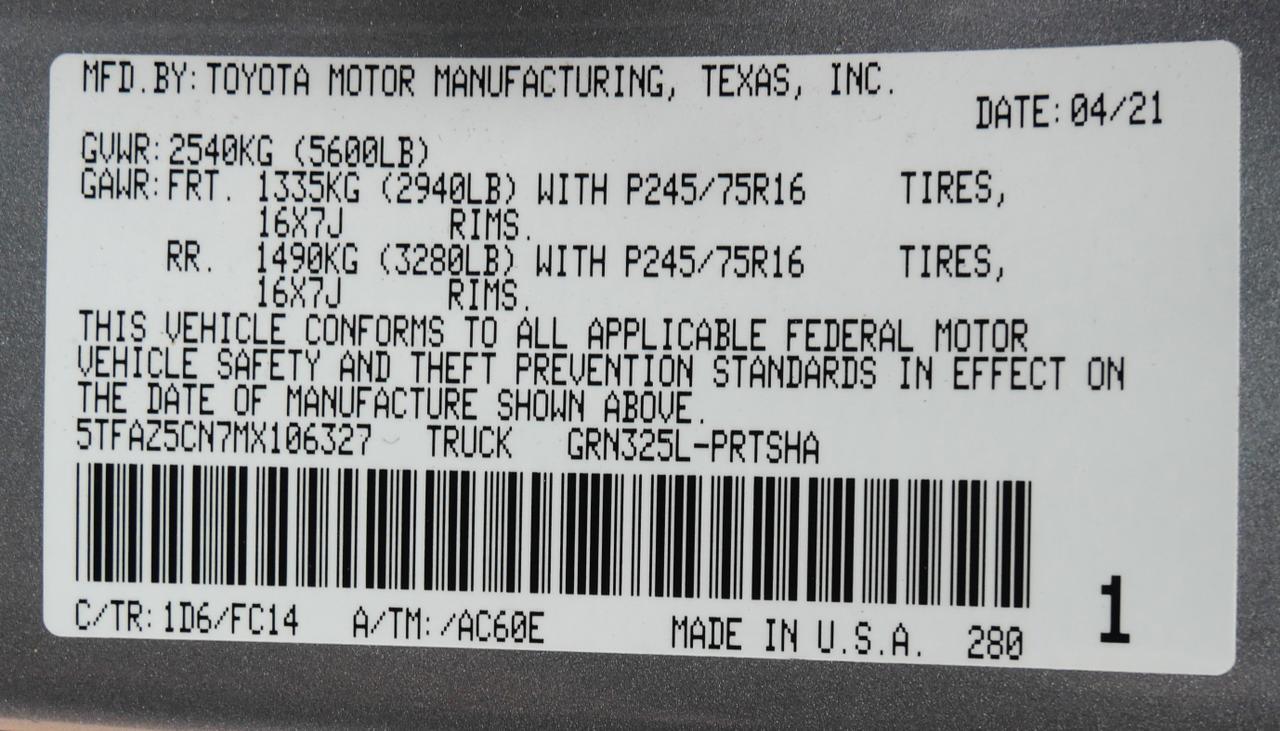 2021 Toyota Tacoma 2WD SR5 San Juan TX