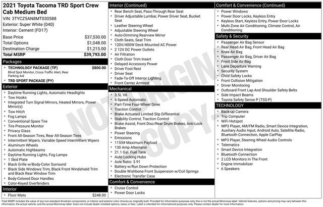 2021 Toyota Tacoma TRD Sport Raleigh NC