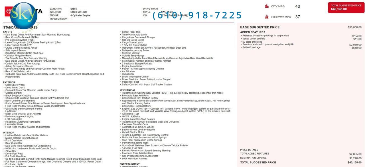 2021 Toyota Venza AWD XLE Hybrid West Chester PA