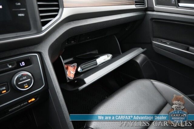 2021 Volkswagen Atlas SE / AWD / Autostart / Technology Pkg / Heated Leather Seats / Forward Collision & Blind Spot Alert / Apple CarPlay & Android Auto / Backup Camera / 3rd Row / Seats 7 / 22 MPG / Tow Pkg / 1-Owner Anchorage AK