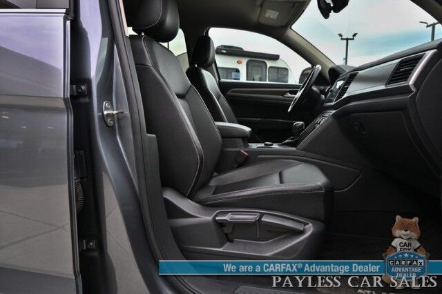 2021 Volkswagen Atlas SE / AWD / Autostart / Technology Pkg / Heated Leather Seats / Forward Collision & Blind Spot Alert / Apple CarPlay & Android Auto / Backup Camera / 3rd Row / Seats 7 / 22 MPG / Tow Pkg / 1-Owner Anchorage AK