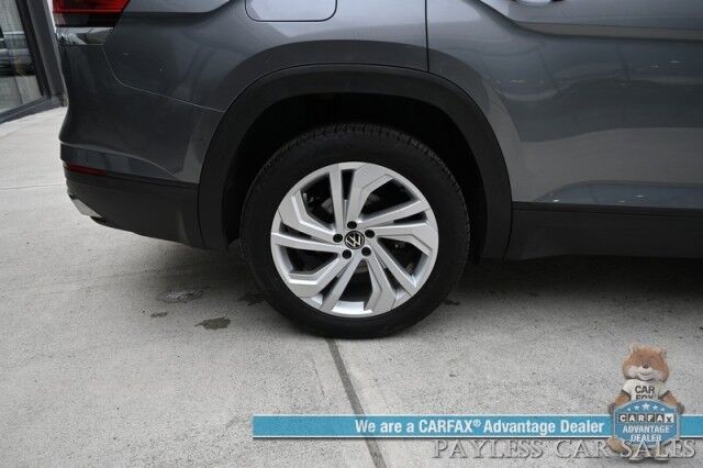 2021 Volkswagen Atlas SE / AWD / Autostart / Technology Pkg / Heated Leather Seats / Forward Collision & Blind Spot Alert / Apple CarPlay & Android Auto / Backup Camera / 3rd Row / Seats 7 / 22 MPG / Tow Pkg / 1-Owner Anchorage AK