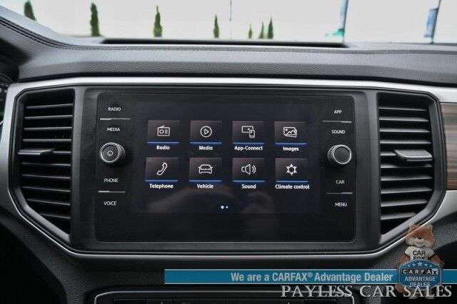 2021 Volkswagen Atlas SE / AWD / Autostart / Technology Pkg / Heated Leather Seats / Forward Collision & Blind Spot Alert / Apple CarPlay & Android Auto / Backup Camera / 3rd Row / Seats 7 / 22 MPG / Tow Pkg / 1-Owner Anchorage AK