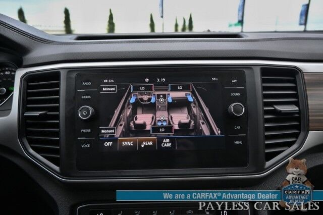 2021 Volkswagen Atlas SE / AWD / Autostart / Technology Pkg / Heated Leather Seats / Forward Collision & Blind Spot Alert / Apple CarPlay & Android Auto / Backup Camera / 3rd Row / Seats 7 / 22 MPG / Tow Pkg / 1-Owner Anchorage AK