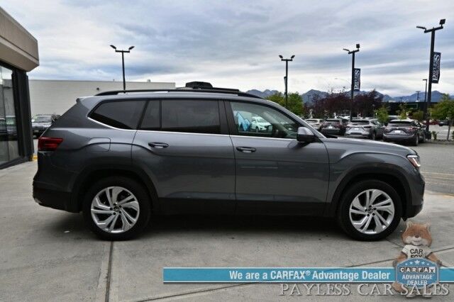 2021 Volkswagen Atlas SE / AWD / Autostart / Technology Pkg / Heated Leather Seats / Forward Collision & Blind Spot Alert / Apple CarPlay & Android Auto / Backup Camera / 3rd Row / Seats 7 / 22 MPG / Tow Pkg / 1-Owner Anchorage AK