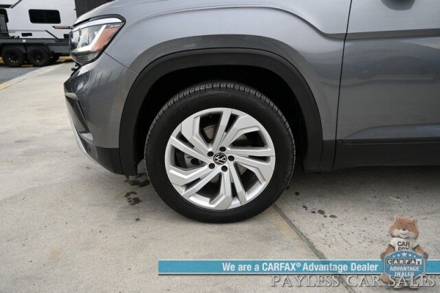 2021 Volkswagen Atlas SE / AWD / Autostart / Technology Pkg / Heated Leather Seats / Forward Collision & Blind Spot Alert / Apple CarPlay & Android Auto / Backup Camera / 3rd Row / Seats 7 / 22 MPG / Tow Pkg / 1-Owner Anchorage AK