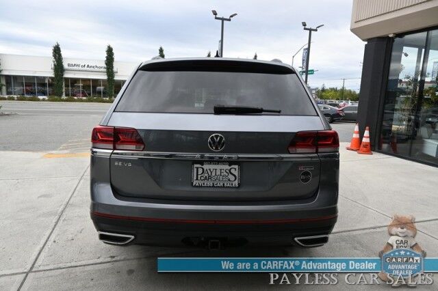 2021 Volkswagen Atlas SE / AWD / Autostart / Technology Pkg / Heated Leather Seats / Forward Collision & Blind Spot Alert / Apple CarPlay & Android Auto / Backup Camera / 3rd Row / Seats 7 / 22 MPG / Tow Pkg / 1-Owner Anchorage AK