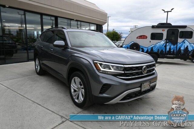 2021 Volkswagen Atlas SE / AWD / Autostart / Technology Pkg / Heated Leather Seats / Forward Collision & Blind Spot Alert / Apple CarPlay & Android Auto / Backup Camera / 3rd Row / Seats 7 / 22 MPG / Tow Pkg / 1-Owner Anchorage AK