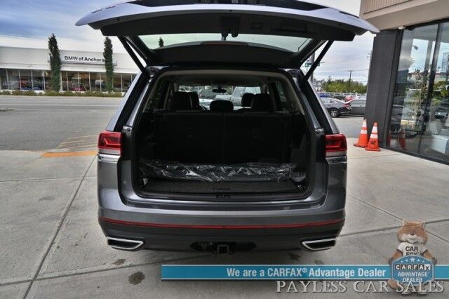 2021 Volkswagen Atlas SE / AWD / Autostart / Technology Pkg / Heated Leather Seats / Forward Collision & Blind Spot Alert / Apple CarPlay & Android Auto / Backup Camera / 3rd Row / Seats 7 / 22 MPG / Tow Pkg / 1-Owner Anchorage AK