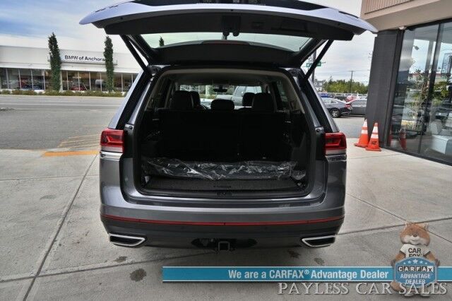 2021 Volkswagen Atlas SE / AWD / Autostart / Technology Pkg / Heated Leather Seats / Forward Collision & Blind Spot Alert / Apple CarPlay & Android Auto / Backup Camera / 3rd Row / Seats 7 / 22 MPG / Tow Pkg / 1-Owner Anchorage AK