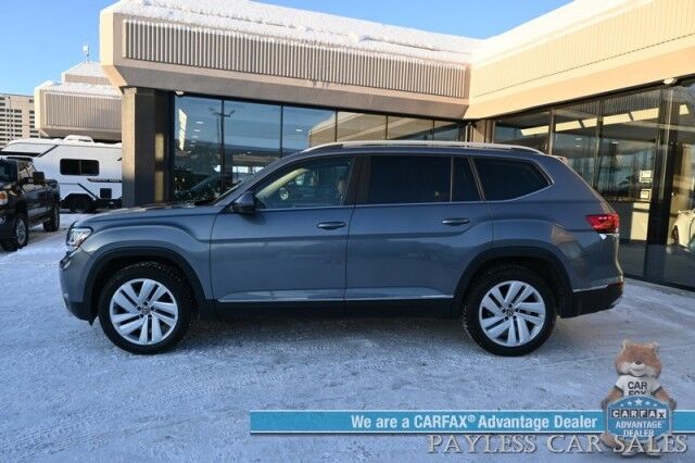 2021 Volkswagen Atlas SEL Premium / AWD / Auto Start / Power & Heated Leather Seats / Heated Steering Wheels / Panoramic Sunroof / Adaptive Cruise & Blind Spot / Apple CarPlay & Android Auto / 3rd Row / Seats 6 / Tow Pkg