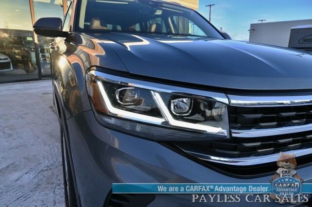 2021 Volkswagen Atlas SEL Premium / AWD / Auto Start / Power & Heated Leather Seats / Heated Steering Wheels / Sunroof / Adaptive Cruise & Blind Spot / Apple CarPlay & Android Auto / 3rd Row / Seats 6 / Tow Pkg Anchorage AK