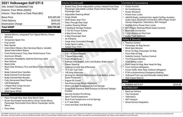 2021 Volkswagen Golf GTI 2.0T S Raleigh NC