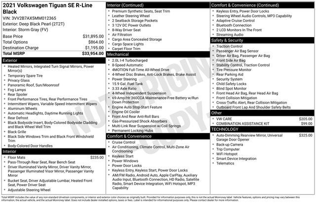 2021 Volkswagen Tiguan 2.0T SE R-Line Black Raleigh NC