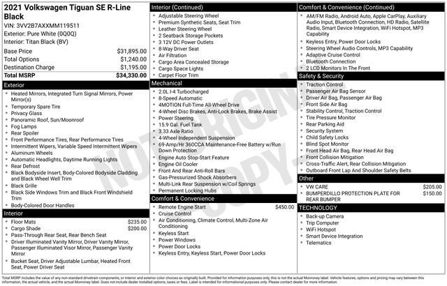 2021 Volkswagen Tiguan 2.0T SE R-Line Black Raleigh NC