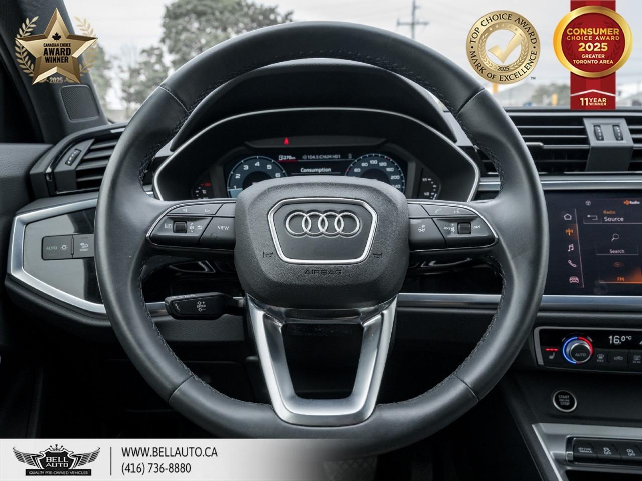 2022 Audi Q3 Komfort | PANO ROOF | LEATHER | BACKUP CAM | CLEAN CARFAX | LOW KILOMETERS Toronto ON