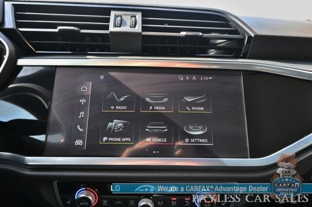 2022 Audi Q3 Premium / AWD / Convenience Pkg / Power & Heated Leather Seats / Panoramic Sunroof / Blind Spot Alert / Apple CarPlay & Android Auto / USB Input / Back Up Camera / 30 MPG / 1-Owner Anchorage AK