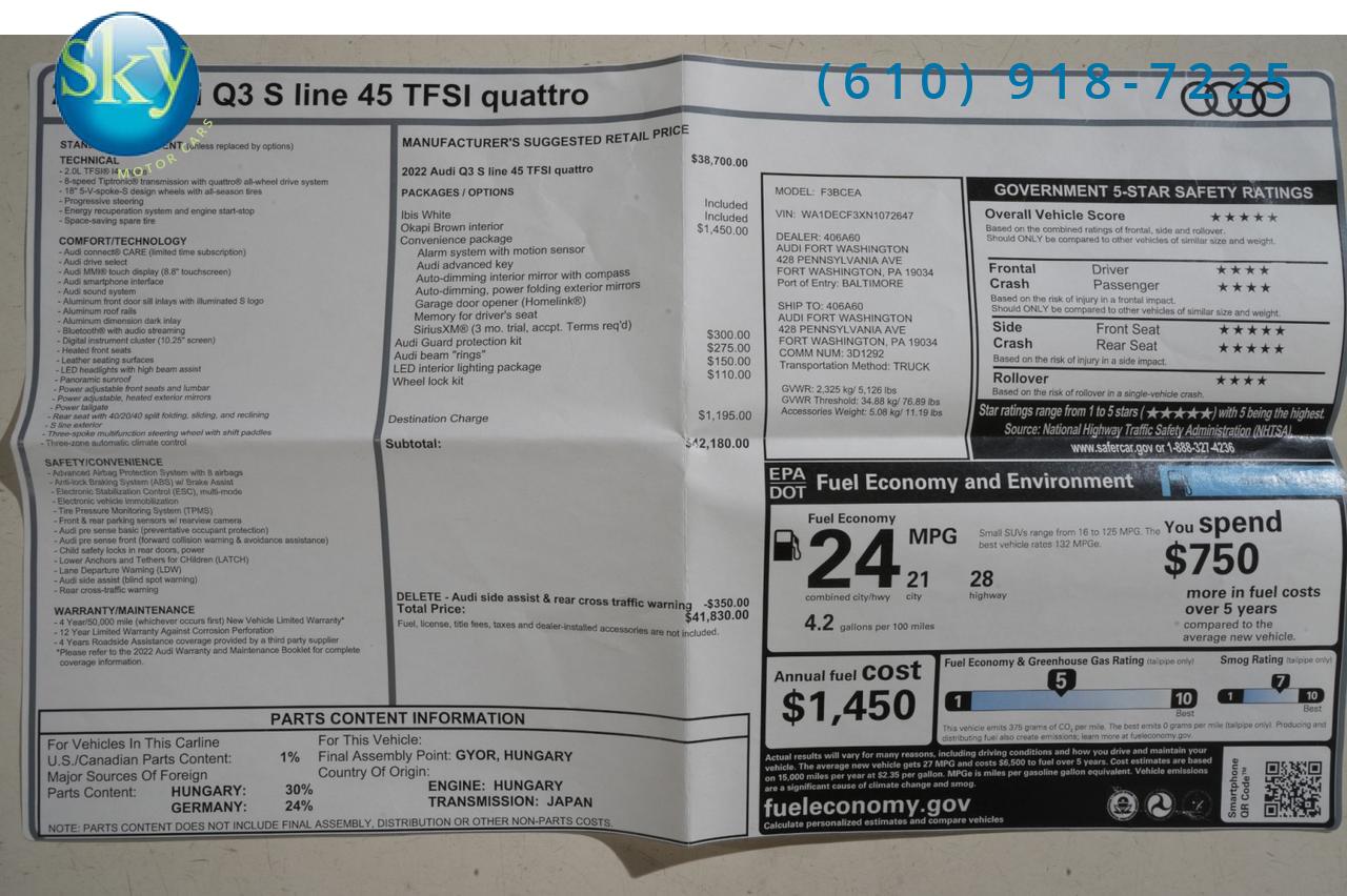 2022 Audi Q3 Quattro AWD S line Premium West Chester PA