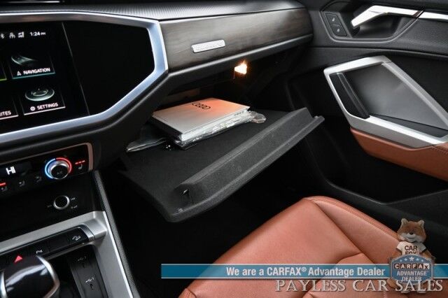 2022 Audi Q3 S Line Premium Plus / AWD / Technology Pkg / Power & Heated Leather Seats / Panoramic Sunroof / NAV / Sonos Speakers / Lane Departure & Blind Spot Alert / Apple CarPlay & Android Auto / 1- Owner Anchorage AK