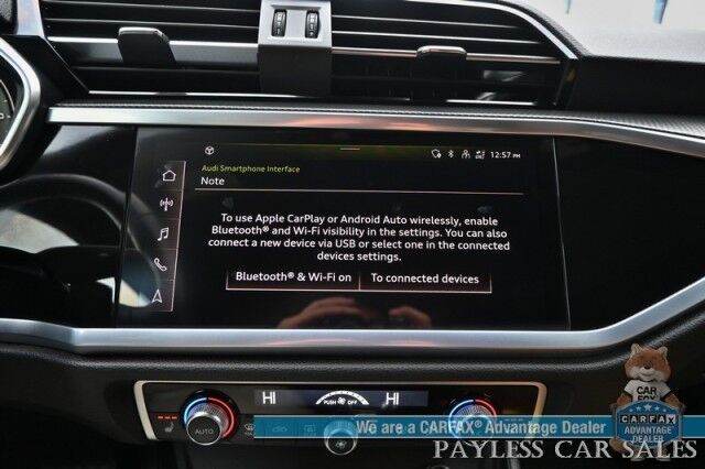2022 Audi Q3 S Line Premium Plus / AWD / Technology Pkg / Power & Heated Leather Seats / Panoramic Sunroof / NAV / Sonos Speakers / Lane Departure & Blind Spot Alert / Apple CarPlay & Android Auto / 1- Owner Anchorage AK