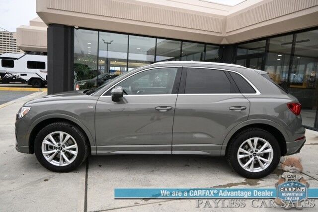 2022 Audi Q3 S Line Premium Plus / AWD / Technology Pkg / Power & Heated Leather Seats / Panoramic Sunroof / NAV / Sonos Speakers / Lane Departure & Blind Spot Alert / Apple CarPlay & Android Auto / 1- Owner Anchorage AK