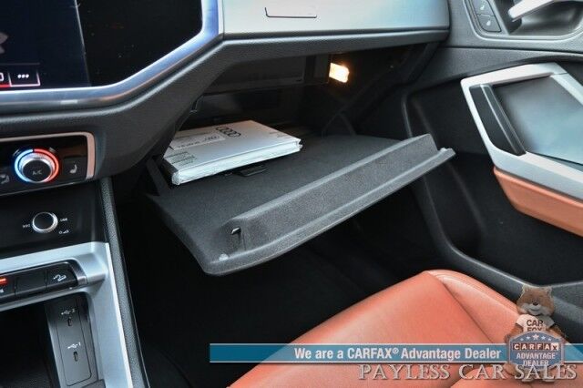 2022 Audi Q3 S line Premium / AWD / Convenience Pkg / Power & Heated Leather Seats / Panoramic Sunroof / Adaptive Cruise / Lane Watch & Blind Spot / Apple CarPlay & Android Auto / Keyless Entry & Start / Back Up Cam / 1-Owner Anchorage AK