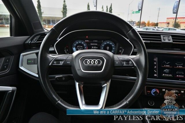 2022 Audi Q3 S line Premium / AWD / Convenience Pkg / Power & Heated Leather Seats / Panoramic Sunroof / Adaptive Cruise / Lane Watch & Blind Spot / Apple CarPlay & Android Auto / Keyless Entry & Start / Back Up Cam / 1-Owner Anchorage AK