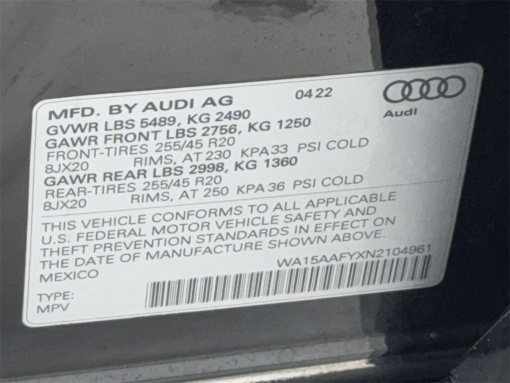 2022 Audi Q5 Sportback 45 S line Premium CAM,PANO,HTD STS,BLIND SPOT Plano TX