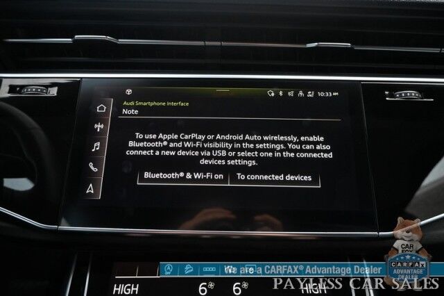 2022 Audi Q8 Premium Plus / AWD / S Line Plus & Style Pkg / Heated & Cooled Leather Seats / Panoramic Sunroof / NAV / Bang & Olufsen Speakers / Lane Departure & Blind Spot / Apple CarPlay & Android Auto / 1-Owner Anchorage AK