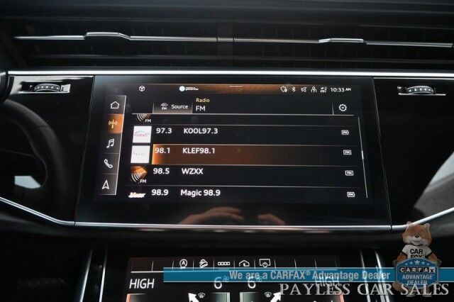 2022 Audi Q8 Premium Plus / AWD / S Line Plus & Style Pkg / Heated & Cooled Leather Seats / Panoramic Sunroof / NAV / Bang & Olufsen Speakers / Lane Departure & Blind Spot / Apple CarPlay & Android Auto / 1-Owner Anchorage AK