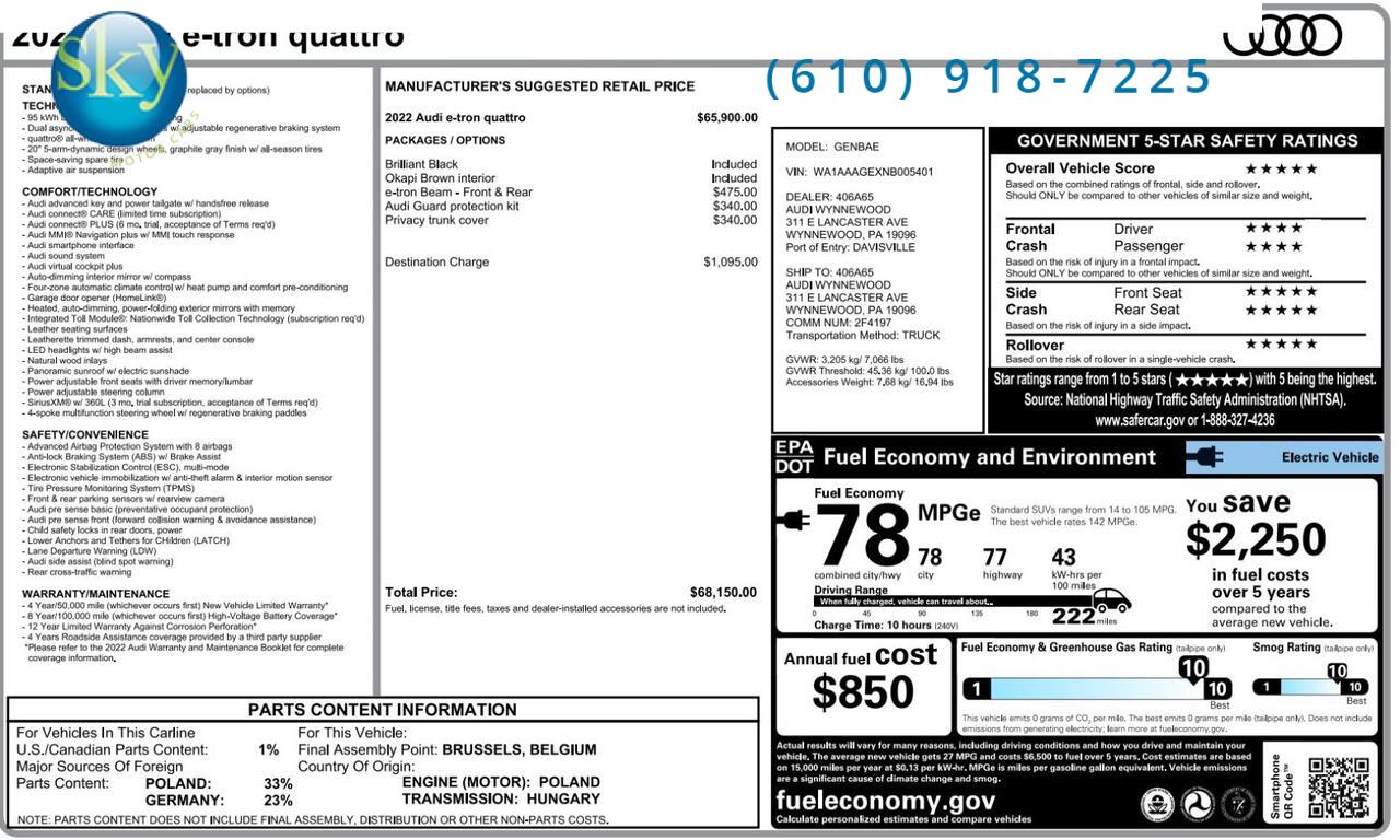 2022 Audi e-tron Quattro AWD Premium West Chester PA