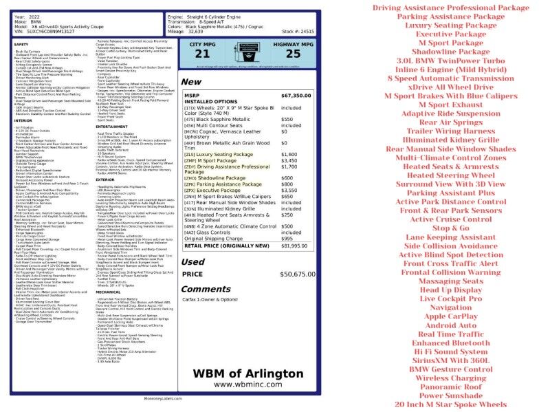 2022 BMW X6 xDrive40i w/ M Sport Package