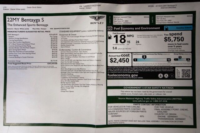 2022 Bentley Bentayga S ($263,655 MSRP) *MULLINER DRIVING SPEC* *TOURING SPEC* *LOADED* *1-OWNER* San Diego CA