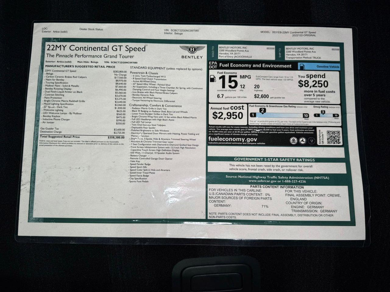 2022 Bentley Continental GT Speed Fort Lauderdale FL