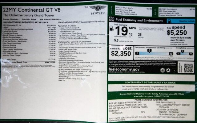 2022 Bentley Continental GT V8 ($294,245 MSRP!) *$74,000 IN OPTIONS* *BENTLEY CARBON FIBER BODYKIT* *6500 MILES* San Diego CA