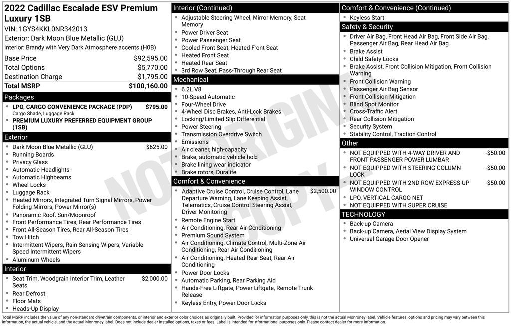 2022 Cadillac Escalade ESV Premium