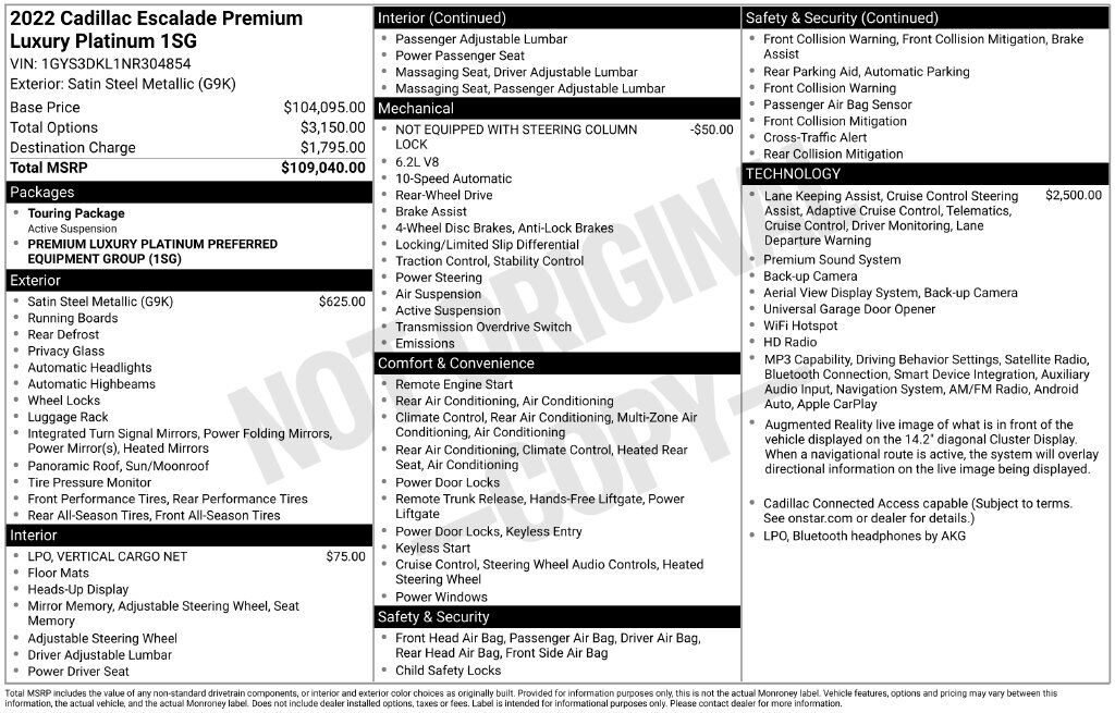2022 Cadillac Escalade Premium Luxury Platinum Tucson AZ