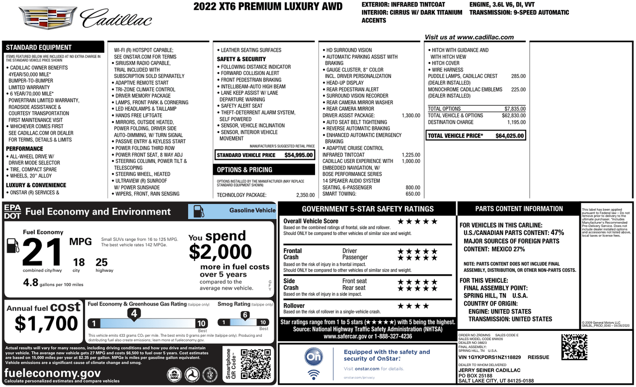 2022 Cadillac XT6 Premium Luxury Knoxville TN
