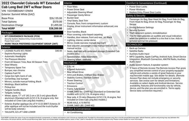 2022 Chevrolet Colorado Work Truck Raleigh NC