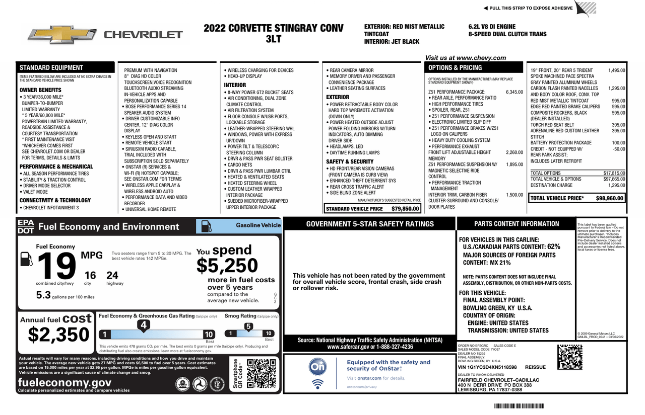 2022 Chevrolet Corvette 3LT Knoxville TN