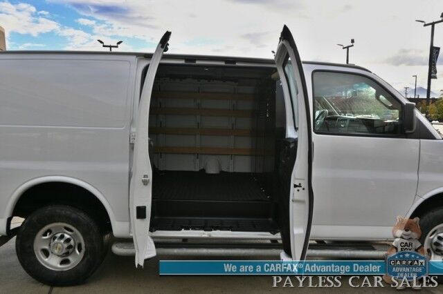 2022 Chevrolet Express Cargo Van 2500 / 4.3L V6 / Automatic / Convenience & Cold Climate Pkg / Chrome Appearance Pkg / Aluminum Bulkhead / Power Windows, Locks & Mirrors / Cruise Control / Back Up Camera / Block Heater / 1-Owner Anchorage AK