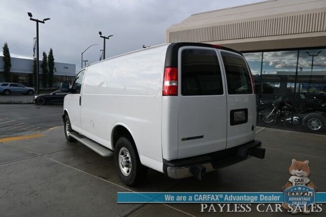 2022 Chevrolet Express Cargo Van 2500 / 4.3L V6 / Automatic / Convenience & Cold Climate Pkg / Chrome Appearance Pkg / Aluminum Bulkhead / Power Windows, Locks & Mirrors / Cruise Control / Back Up Camera / Block Heater / 1-Owner Anchorage AK