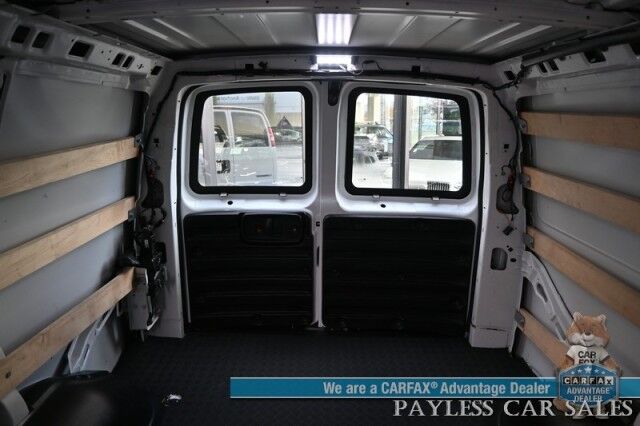 2022 Chevrolet Express Cargo Van 2500 / 4.3L V6 / Automatic / Convenience & Cold Climate Pkg / Chrome Appearance Pkg / Aluminum Bulkhead / Power Windows, Locks & Mirrors / Cruise Control / Back Up Camera / Block Heater / 1-Owner Anchorage AK