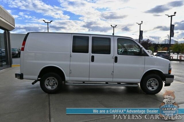 2022 Chevrolet Express Cargo Van 2500 / 4.3L V6 / Automatic / Convenience & Cold Climate Pkg / Chrome Appearance Pkg / Aluminum Bulkhead / Power Windows, Locks & Mirrors / Cruise Control / Back Up Camera / Block Heater / 1-Owner Anchorage AK