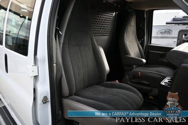 2022 Chevrolet Express Cargo Van 2500 / 4.3L V6 / Automatic / Convenience & Cold Climate Pkg / Chrome Appearance Pkg / Aluminum Bulkhead / Power Windows, Locks & Mirrors / Cruise Control / Back Up Camera / Block Heater / 1-Owner Anchorage AK