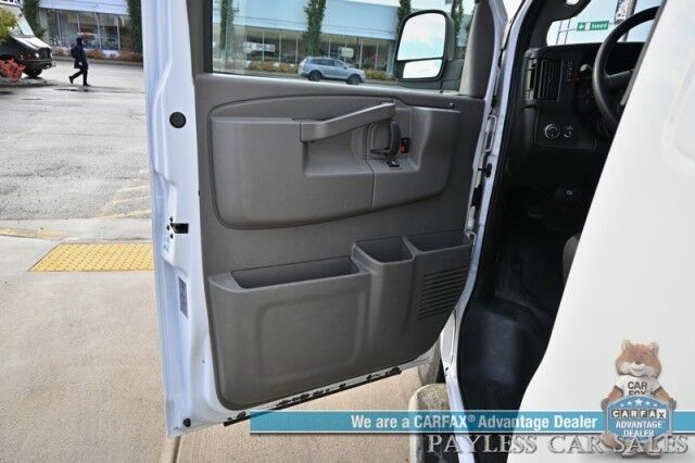 2022 Chevrolet Express Cargo Van 2500 / 4.3L V6 / Automatic / Convenience & Cold Climate Pkg / Chrome Appearance Pkg / Aluminum Bulkhead / Power Windows, Locks & Mirrors / Cruise Control / Back Up Camera / Block Heater / 1-Owner Anchorage AK
