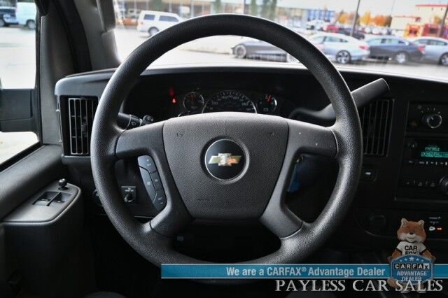 2022 Chevrolet Express Cargo Van 2500 / 4.3L V6 / Automatic / Convenience & Cold Climate Pkg / Chrome Appearance Pkg / Aluminum Bulkhead / Power Windows, Locks & Mirrors / Cruise Control / Back Up Camera / Block Heater / 1-Owner Anchorage AK