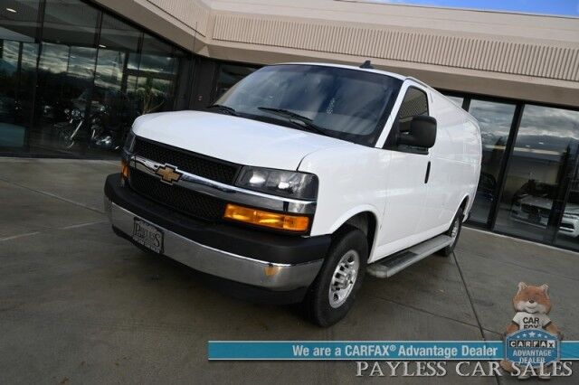 2022 Chevrolet Express Cargo Van 2500 / 4.3L V6 / Automatic / Convenience & Cold Climate Pkg / Chrome Appearance Pkg / Aluminum Bulkhead / Power Windows, Locks & Mirrors / Cruise Control / Back Up Camera / Block Heater / 1-Owner Anchorage AK
